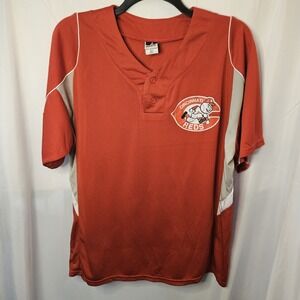 Cincinnati Reds Retrostyle Batting Jersey Mascot MR RED Sz L Button Down Henley